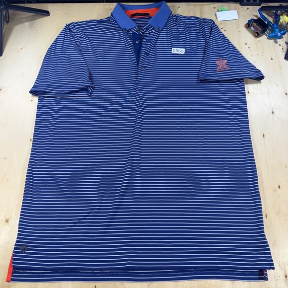Greyson Other - Greyson Mens L Golf Polo Shirt Blue White Stripe Performance Richland Logo